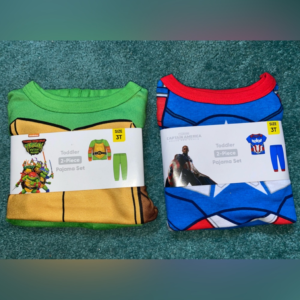 Toddler Pajama Bundle! Ninja Turtles and Captain America!